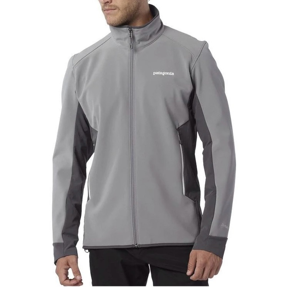 Patagonia Adze Hybrid Soft Shell Full Zip Men's Large Gray Black Jacket